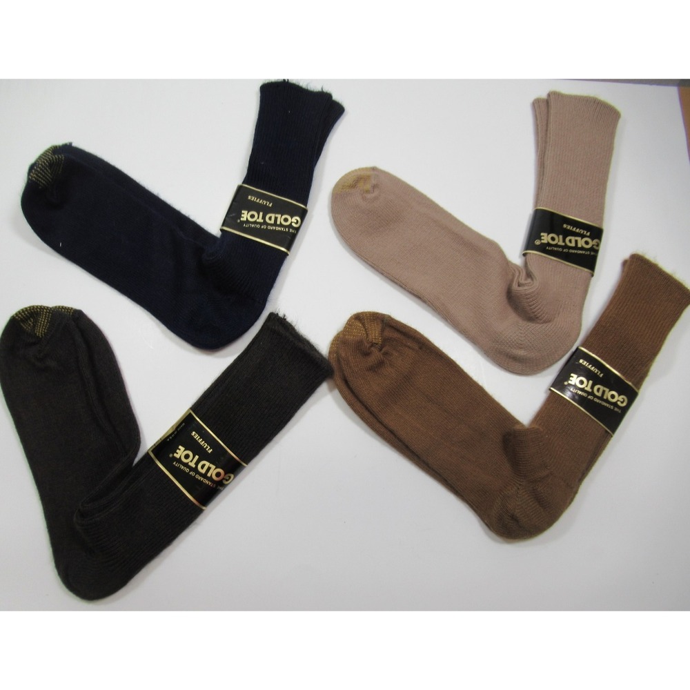 4 Pair Vintage Gold Toe Fluffies Dress Socks Lot Men 10-13 (shoe Size 6.5-12)